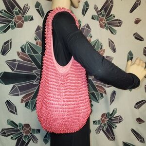 Far Nine vintage y2k 00's beaded boho slouchy bag in pearly pink